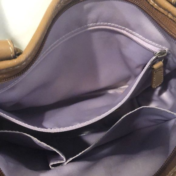 COACH Tan Horse Carriage Embroidered Canvas Brown Leather Crossbody Shoulder Bag - Picture 12 of 16